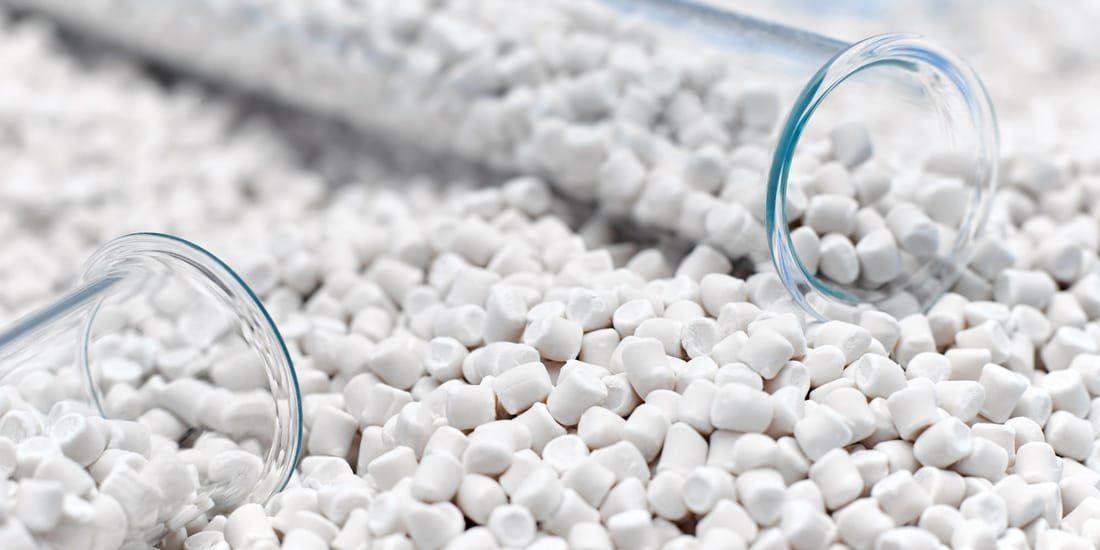 Calcium filler masterbatch in a test tube