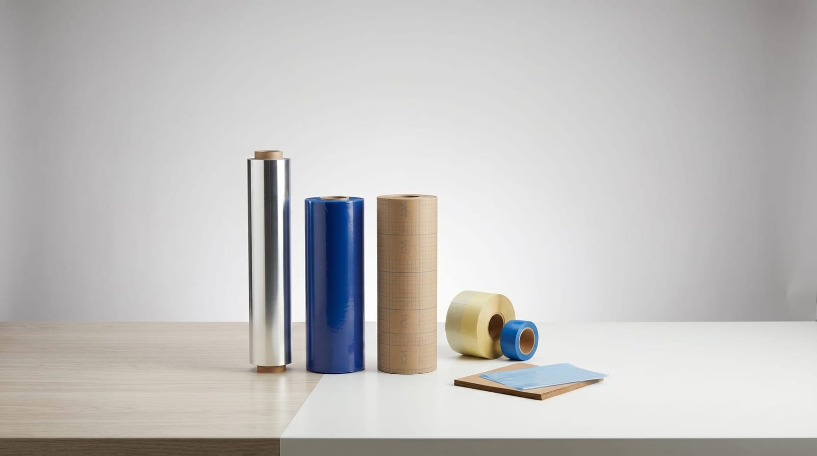VCI film protecting steel components in transit packaging.
