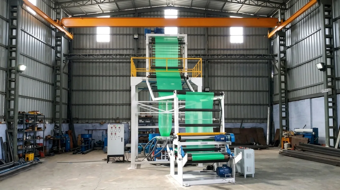 Blown film extrusion line for flexible packaging