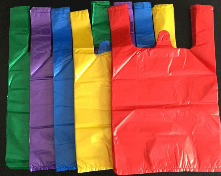Coloured plastic carry bags