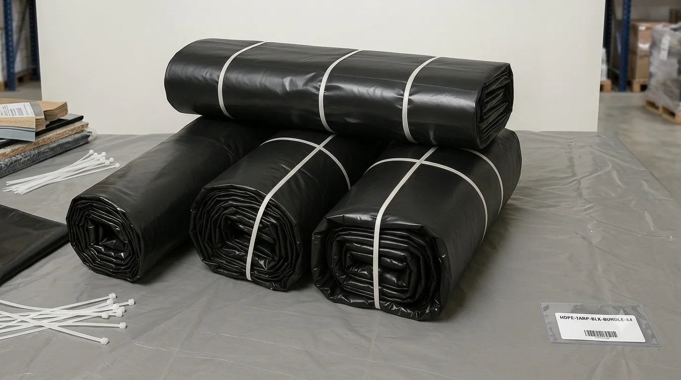 Rolls of woven tarpaulin sheet