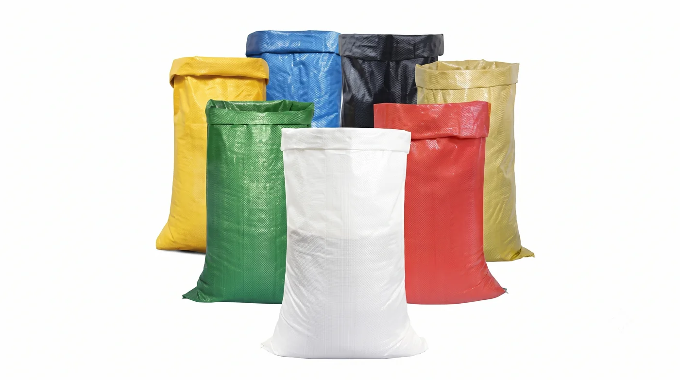 Filled PP woven sacks in several colours