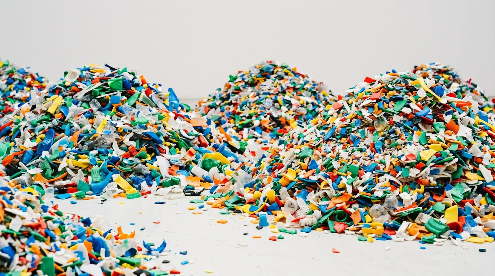 Colourful recycled plastic flakes for recycling and reprocessing